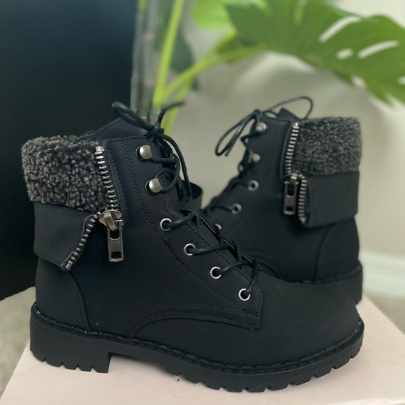 JustFab Shoes - Black Combat Boots